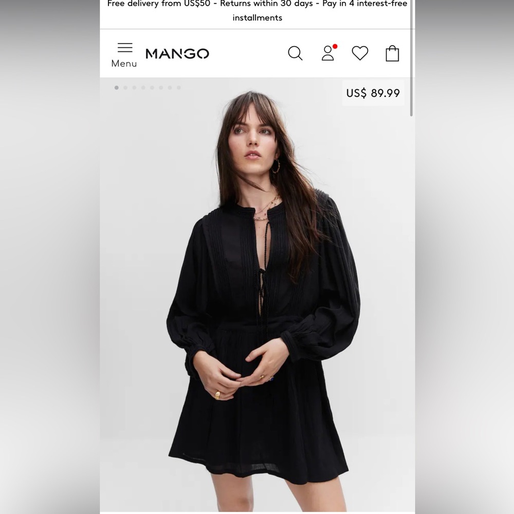 mango textured dress with bows